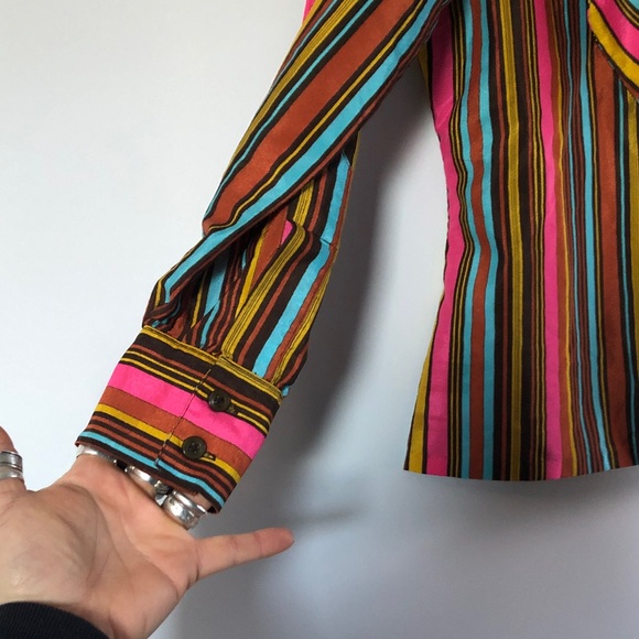 Striped Multicolor Blouse with Bow Tie - Picture 4 of 5